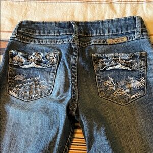 Cowgirl Tuff Embroidered Blue Boot Cut Jeans